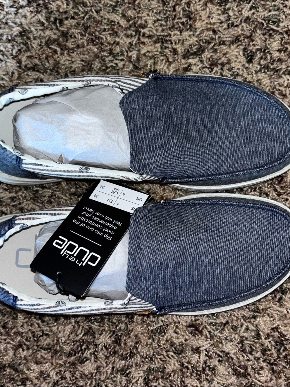 Hey Dude Women's Misty Blue Barbados Slip-On Loafers Shoes Size 7 - Picture 5 of 8